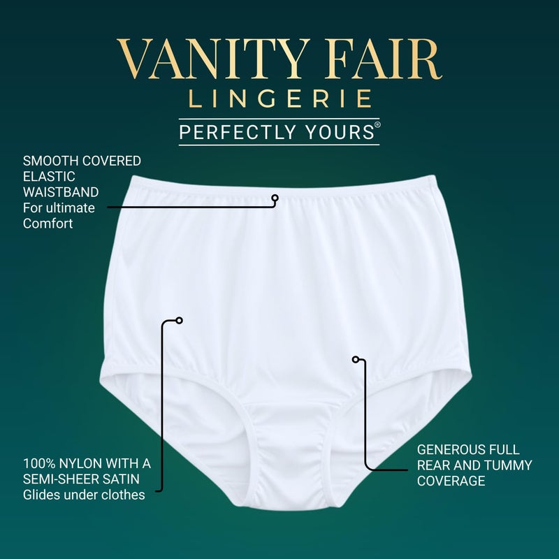 Vanity Fair Women's Perfectly Yours Ravissant Tailored Full Brief Panties, Nylon Underwear, 3 Pack, BCP Multi, Size 10 - Image 2